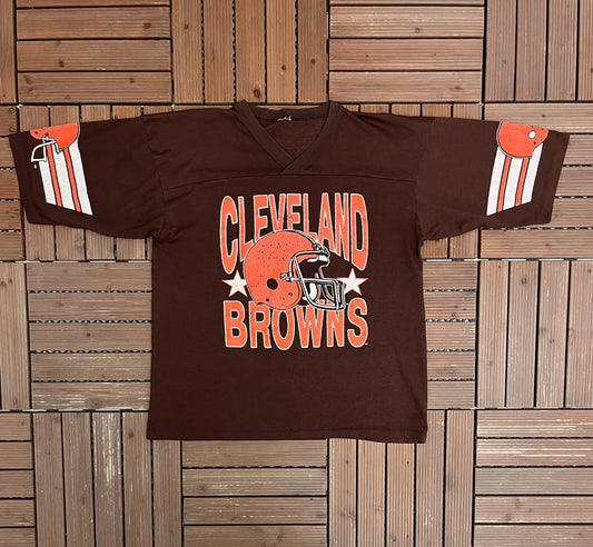 Cleveland Browns Graphic Tee | Size Large | Vintage 1990s NFL Football Brown T-Shirt |