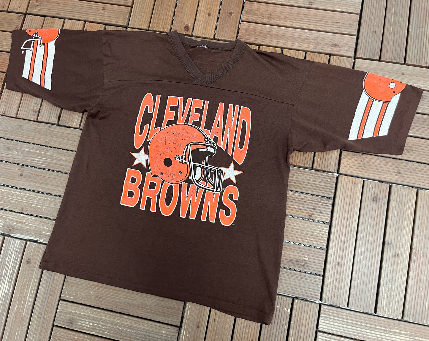 Cleveland Browns Graphic Tee | Size Large | Vintage 1990s NFL Football Brown T-Shirt |