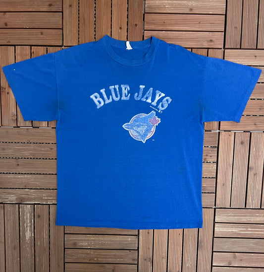 Toronto Blue Jays Graphic Tee | Size X-Large | Vintage 1990s MLB Baseball Blue T-Shirt |