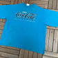 Enjoy Coca-Cola Atlanta Graphic Tee | Size X-Large | Vintage 1990s Beverage Promotional Teal T-Shirt |