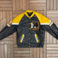 Keswick Flyers Graphic Jacket | Size Small | Vintage 1990s Leather Varsity Black Jacket |