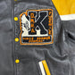 Keswick Flyers Graphic Jacket | Size Small | Vintage 1990s Leather Varsity Black Jacket |