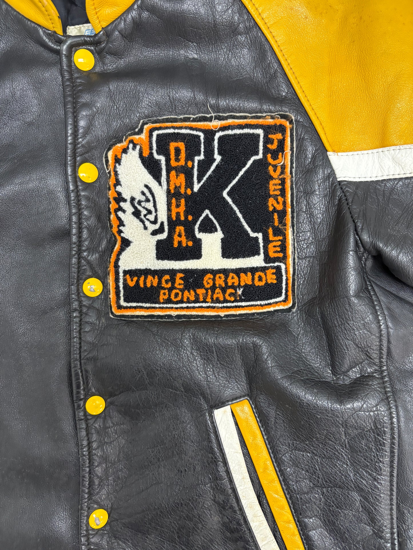 Keswick Flyers Graphic Jacket | Size Small | Vintage 1990s Leather Varsity Black Jacket |