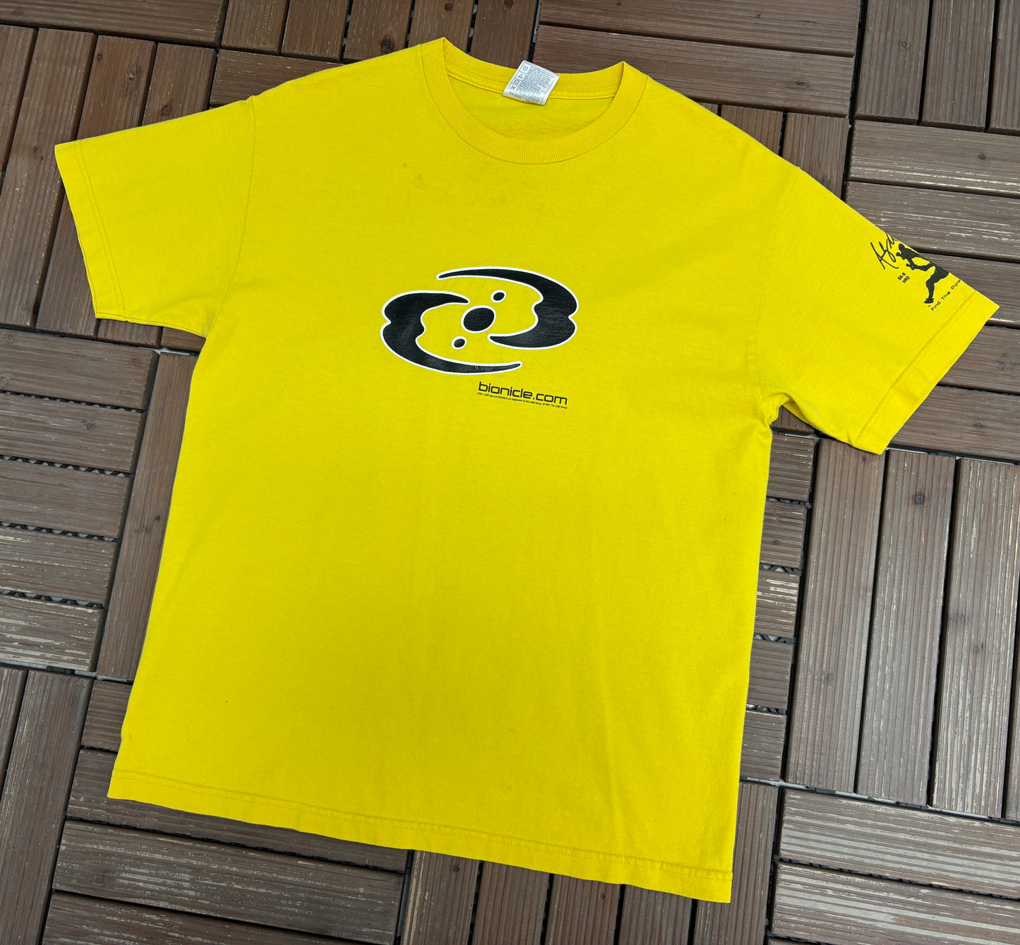Lego Bionicle Graphic Tee | Size Large | Vintage 2000s Promotional Yellow T-Shirt |