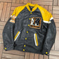 Keswick Flyers Graphic Jacket | Size Small | Vintage 1990s Leather Varsity Black Jacket |