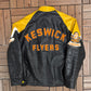 Keswick Flyers Graphic Jacket | Size Small | Vintage 1990s Leather Varsity Black Jacket |