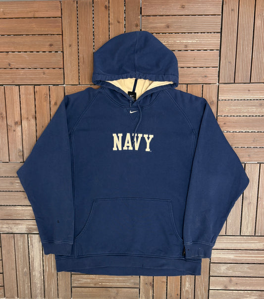 Navy Midshipmen Nike Graphic Hoodie | Size X-Large | Vintage 2000s College Sports Blue Hoodie |