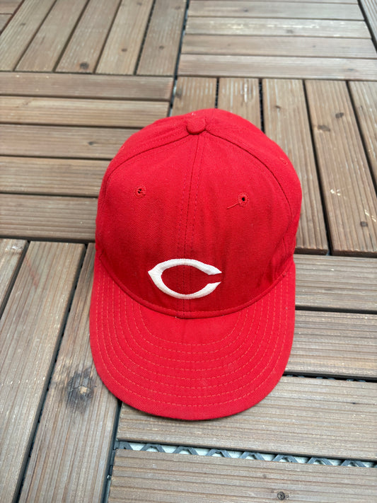 Cincinnati Reds Embroidered Graphic Hat | Size 7 3/8 | Vintage 1990s MLB Baseball Red Cap |