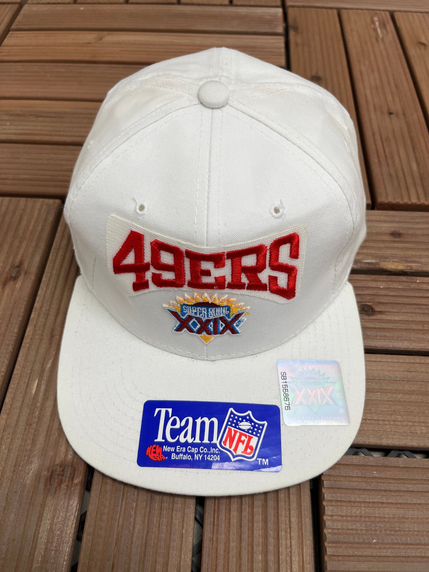 San Francisco 49ers Super Bowl XXIX Graphic Hat | Snap Back | Vintage 1990s NFL Football White Cap |