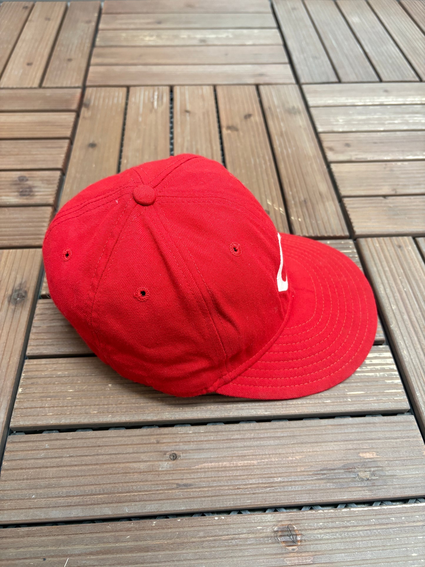 Cincinnati Reds Embroidered Graphic Hat | Size 7 3/8 | Vintage 1990s MLB Baseball Red Cap |