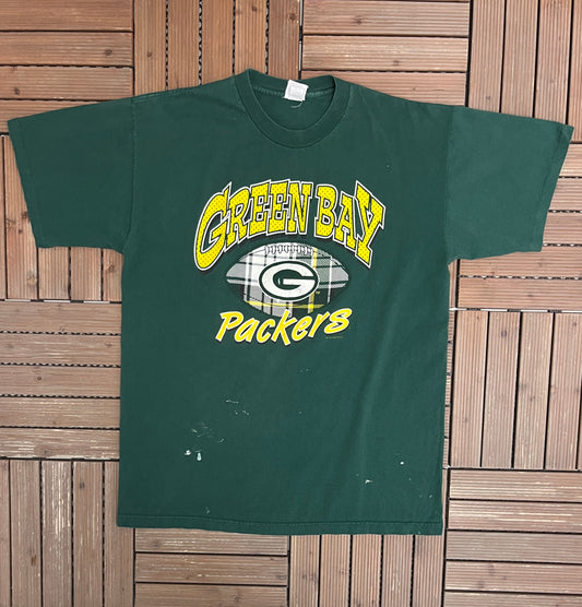 Green Bay Packers Graphic Tee | One Size Fits All | Vintage 1990s NFL Football Green T-Shirt |