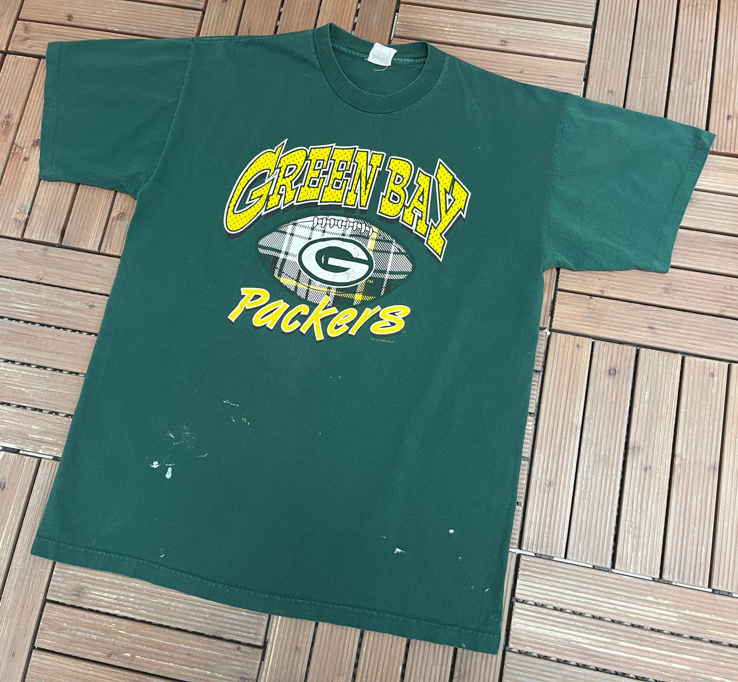 Green Bay Packers Graphic Tee | One Size Fits All | Vintage 1990s NFL Football Green T-Shirt |