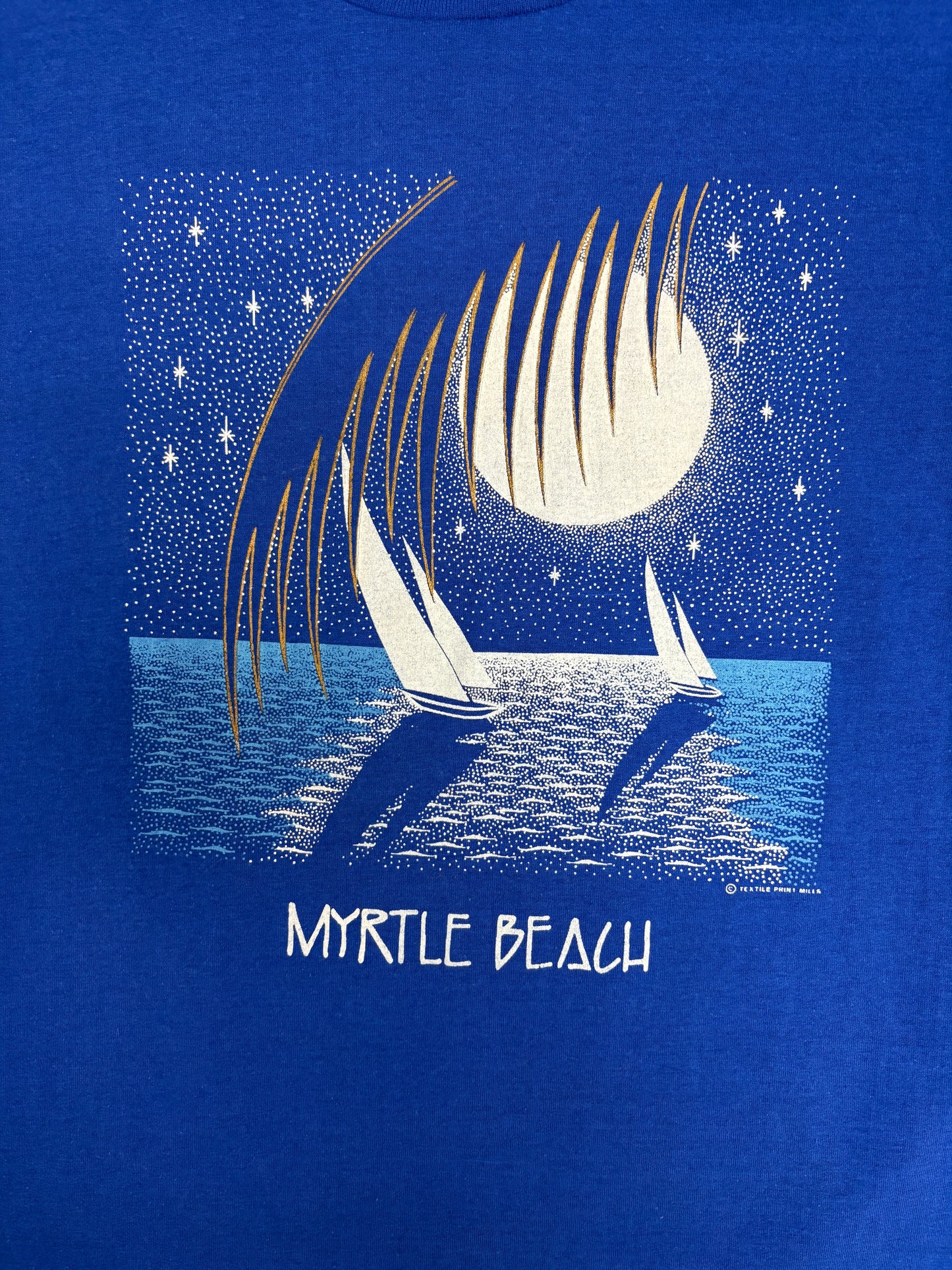 Myrtle Beach Sailboats Graphic Tee | Size X-Large | Vintage 1990s Tourist Blue T-Shirt |