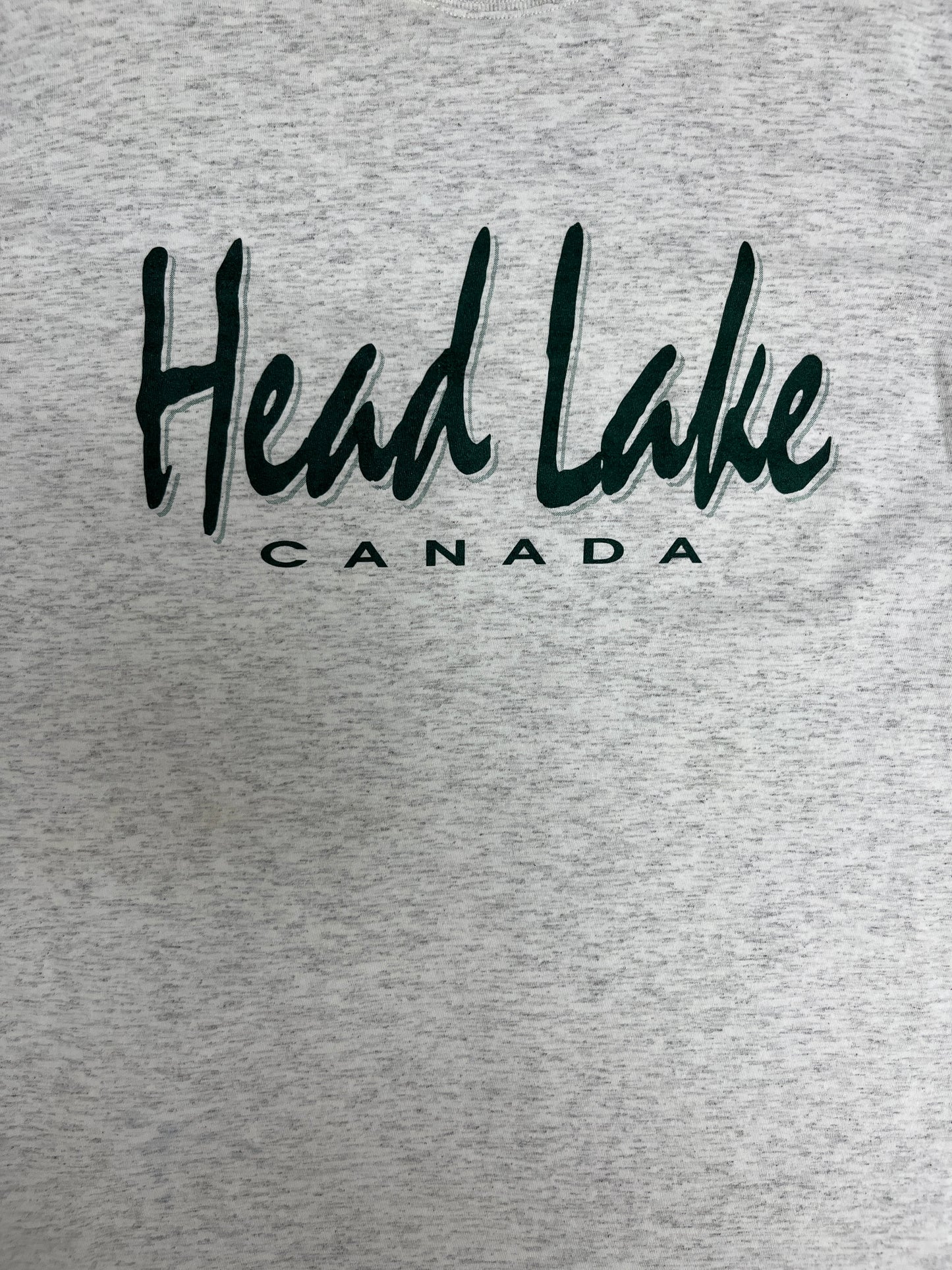 Head Lake, Canada Graphic Tee | Size Medium | Vintage 1990s Tourist Grey T-Shirt |