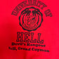 University of Hell Devil's Hangout Graphic Crewneck | Size Large | Vintage 2000s Promotional Red Sweater |