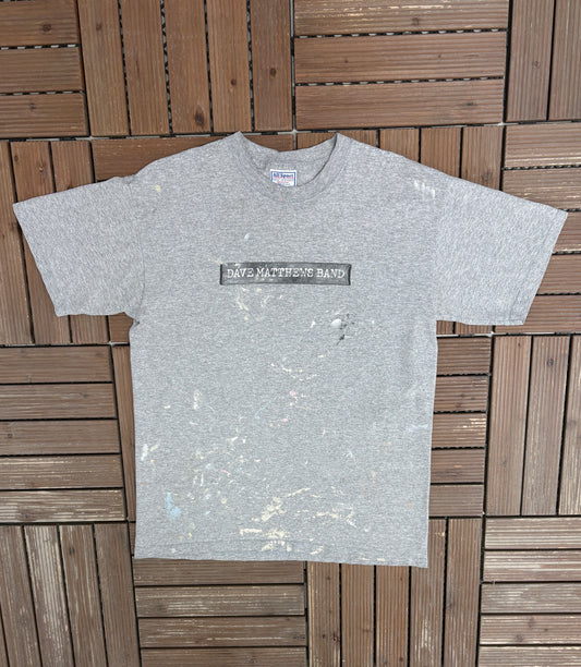 Dave Matthews Band Spring Tour 2002 Graphic Tee | Size Medium | Vintage 2000s Rock Band Distressed Grey T-Shirt |
