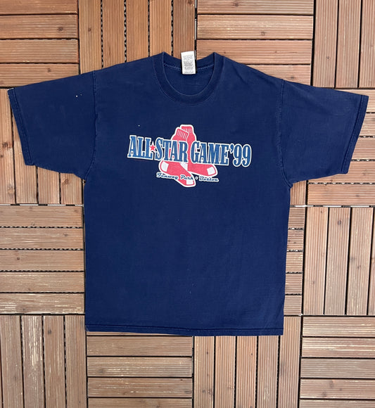 MLB All Star Game '99 Graphic Tee | Size Large | Vintage 1990s MLB Baseball Blue T-Shirt |