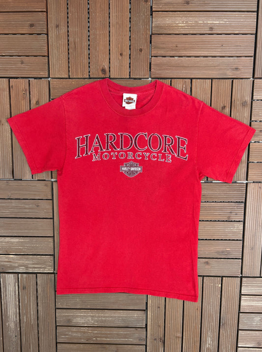 Harley Davidson Hardcore Motorcycles Graphic Tee | Size Small  | Vintage 2000s Biker Red T-Shirt |