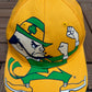 Notre Dame Fighting Irish Graphic Hat | Snap Back | Vintage 1990s College AOP Yellow Cap |