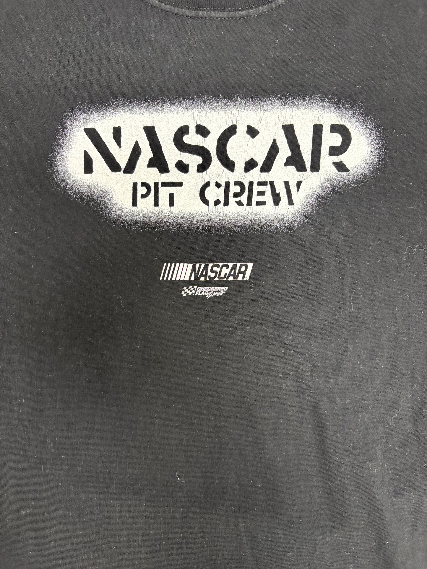 NASCAR Pit Crew Graphic Tee | Size Large | Vintage 2000s Black Racing T-Shirt |