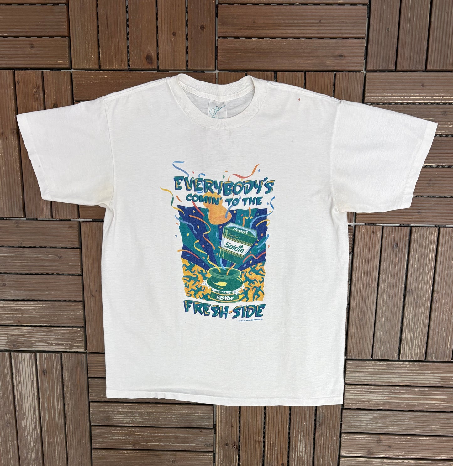 Salem Cigarettes Everybody's Comin' To The Fresh Side Graphic Tee | Size X-Large | Vintage 1990s Single Stitch White T-Shirt |