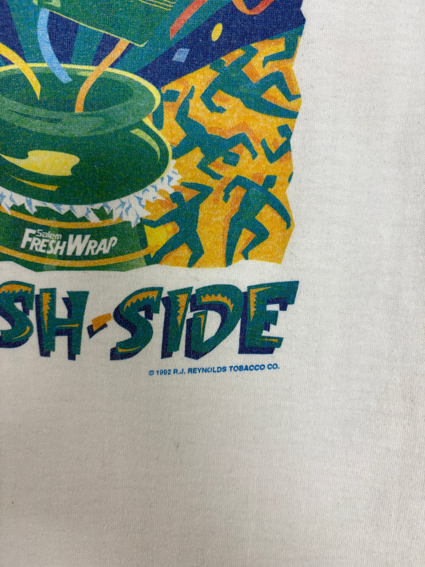 Salem Cigarettes Everybody's Comin' To The Fresh Side Graphic Tee | Size X-Large | Vintage 1990s Single Stitch White T-Shirt |