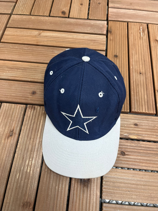 Dallas Cowboys Embroidered Graphic Hat | Snap Back | Vintage 1990s NFL Football Blue Cap |