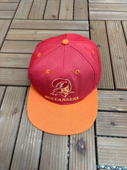 Tampa Bay Buccaneers Graphic Hat | Snap Back | Vintage 1990s NFL Football Red Cap |