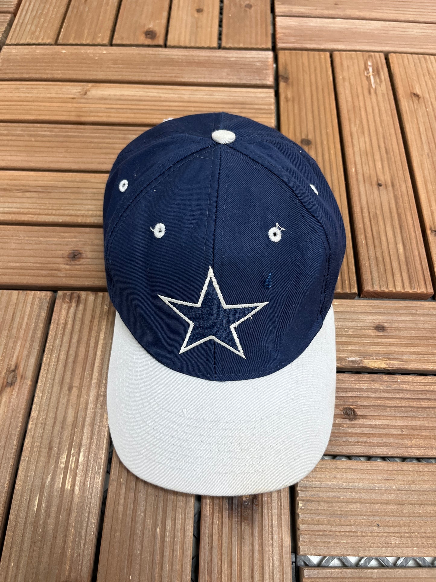 Dallas Cowboys Embroidered Graphic Hat | Snap Back | Vintage 1990s NFL Football Blue Cap |