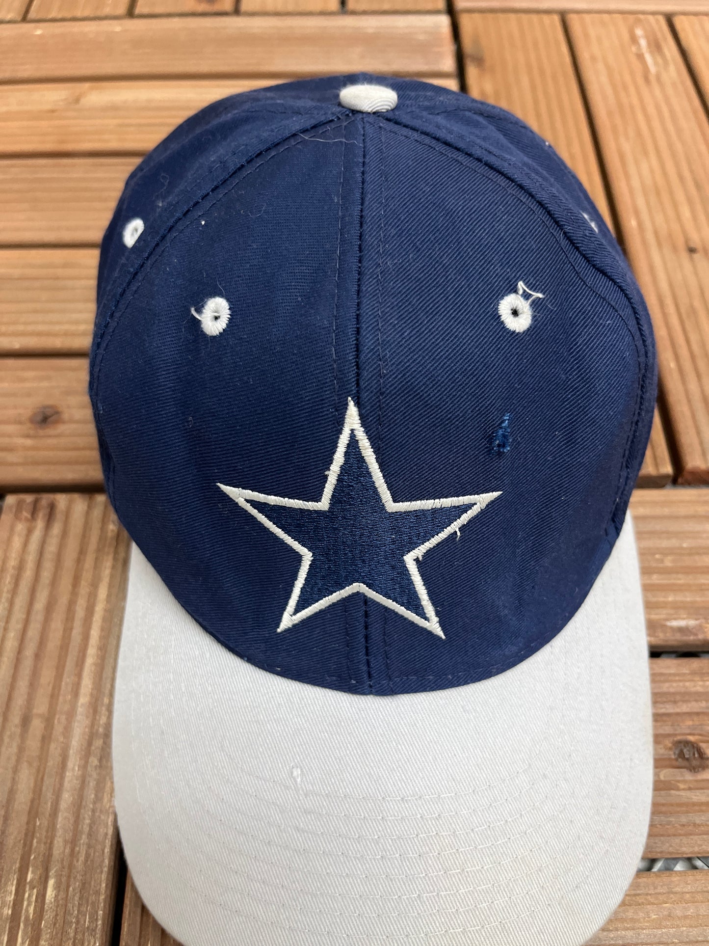 Dallas Cowboys Embroidered Graphic Hat | Snap Back | Vintage 1990s NFL Football Blue Cap |