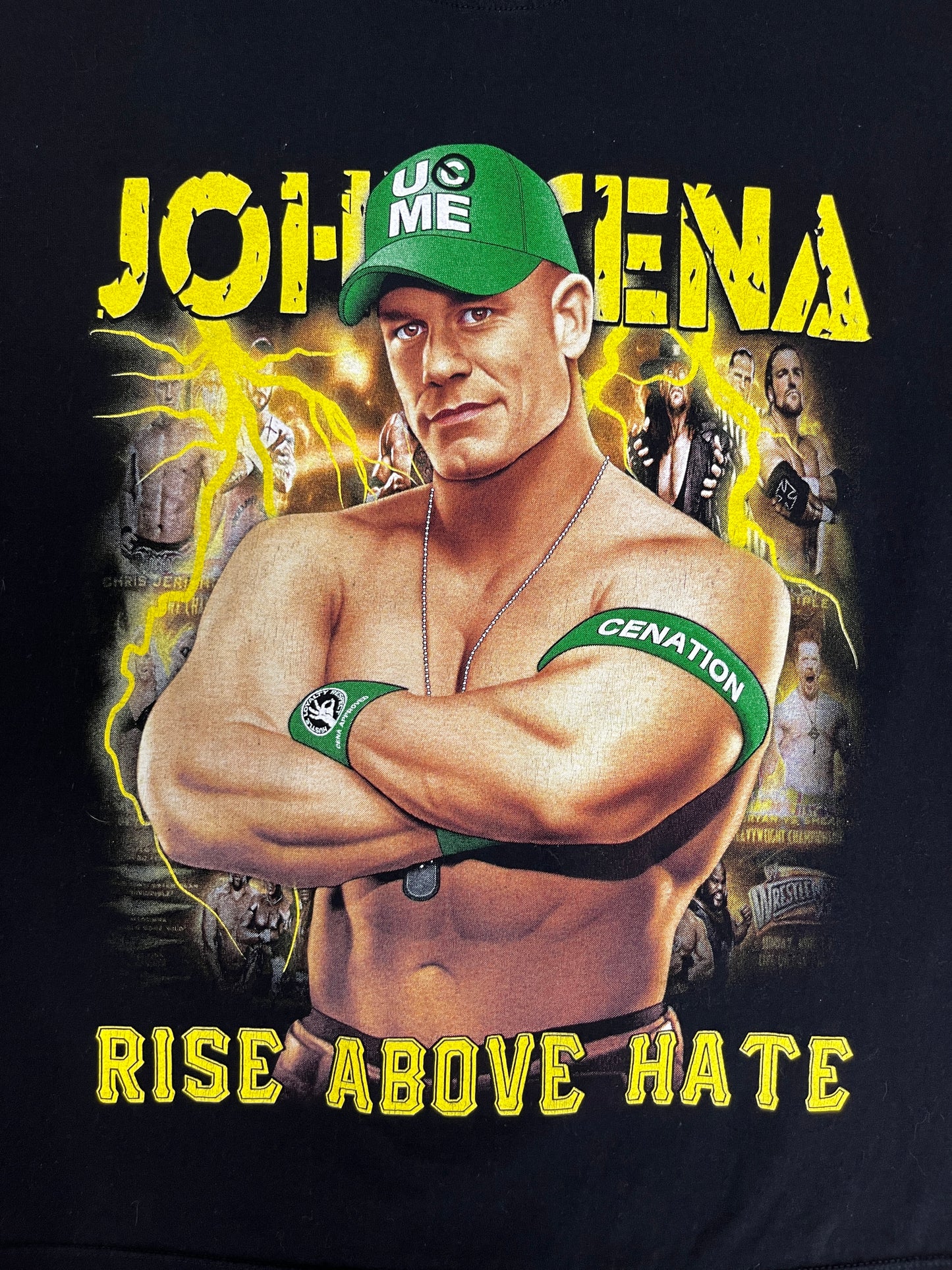 John Cena Rise Above Hate Graphic Tee | Size Large | Vintage 2000s Wrestling Promotional Black T-Shirt |