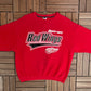 Detroit Red Wings Graphic Crewneck | Size Large | Vintage 1990s NHL Hockey Red Sweater |