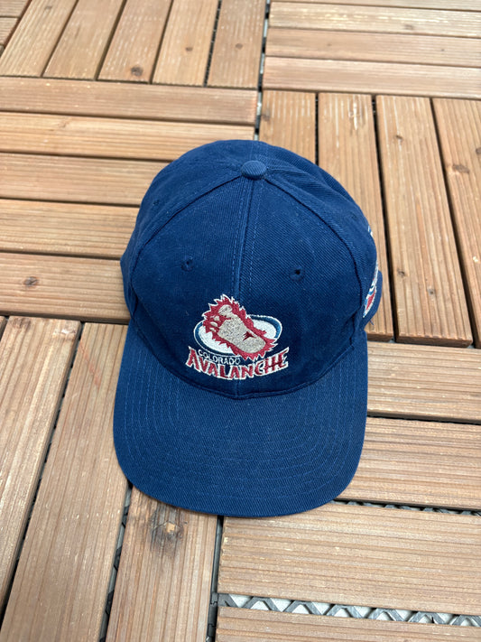 Colorado Avalanche Embroidered Graphic Hat | Metal Clasp | Vintage 1990s NHL Hockey Blue Cap |
