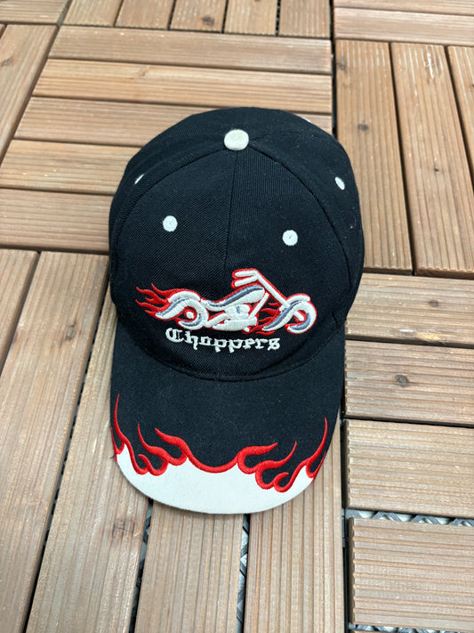 Choppers Motorcycle Embroidered Hat | Strap Back | Vintage 2000s Bikers Black Hat |