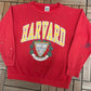 Harvard Crimson Graphic Crewneck | Size X-Large | Vintage 1990s College Distressed Red Sweater |