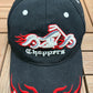 Choppers Motorcycle Embroidered Hat | Strap Back | Vintage 2000s Bikers Black Hat |