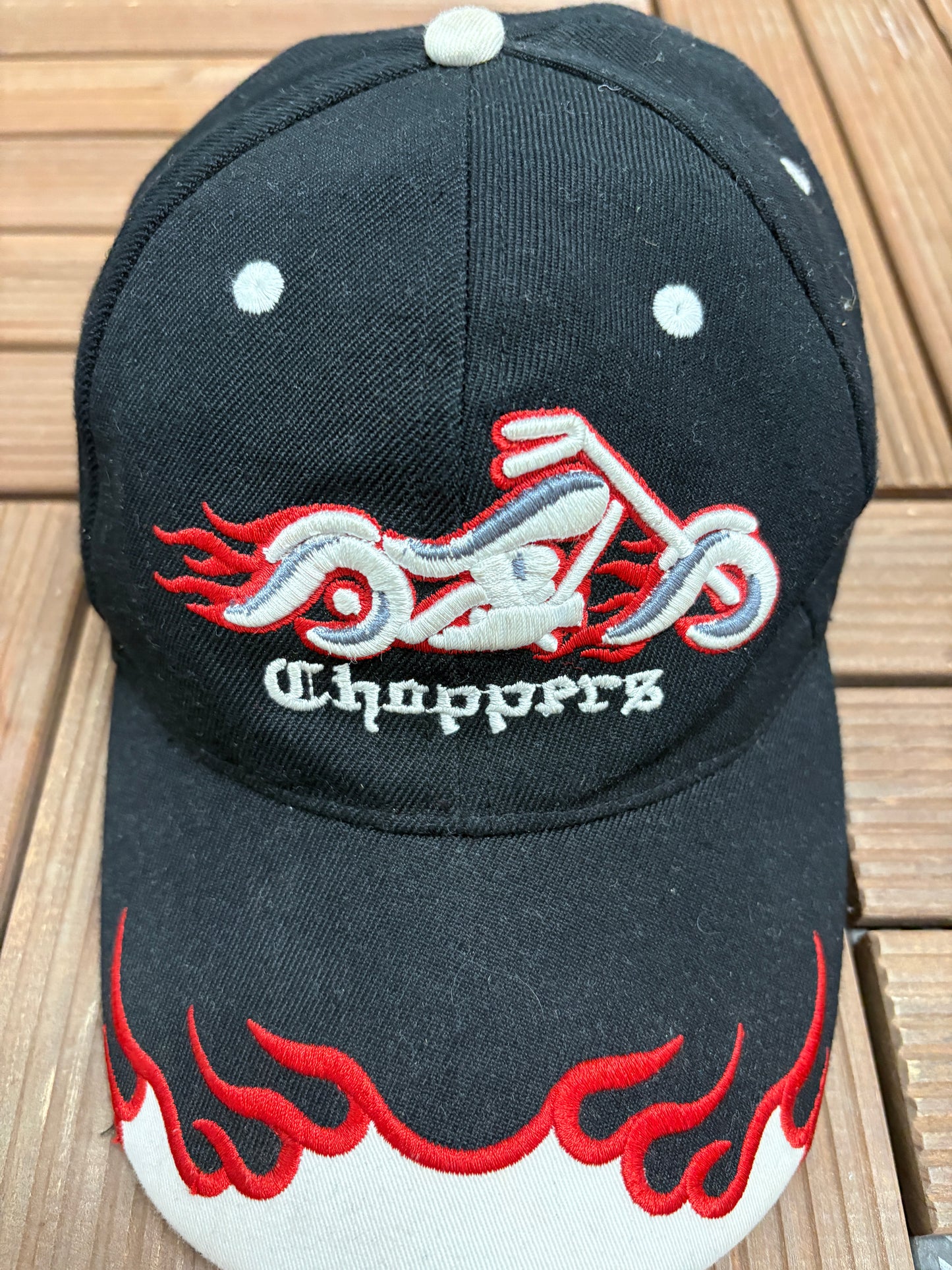 Choppers Motorcycle Embroidered Hat | Strap Back | Vintage 2000s Bikers Black Hat |