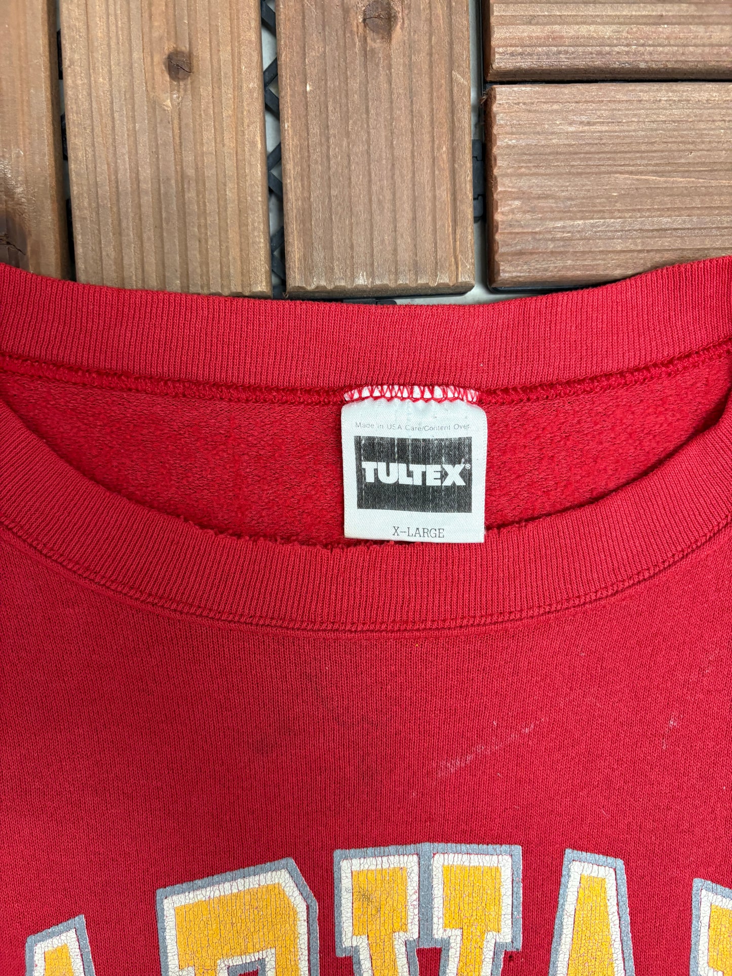 Harvard Crimson Graphic Crewneck | Size X-Large | Vintage 1990s College Distressed Red Sweater |