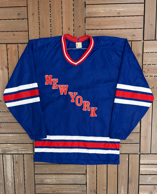 New York Rangers CCM Hockey Jersey | Size Medium | Vintage 1980s NHL Hockey Blue Jersey |