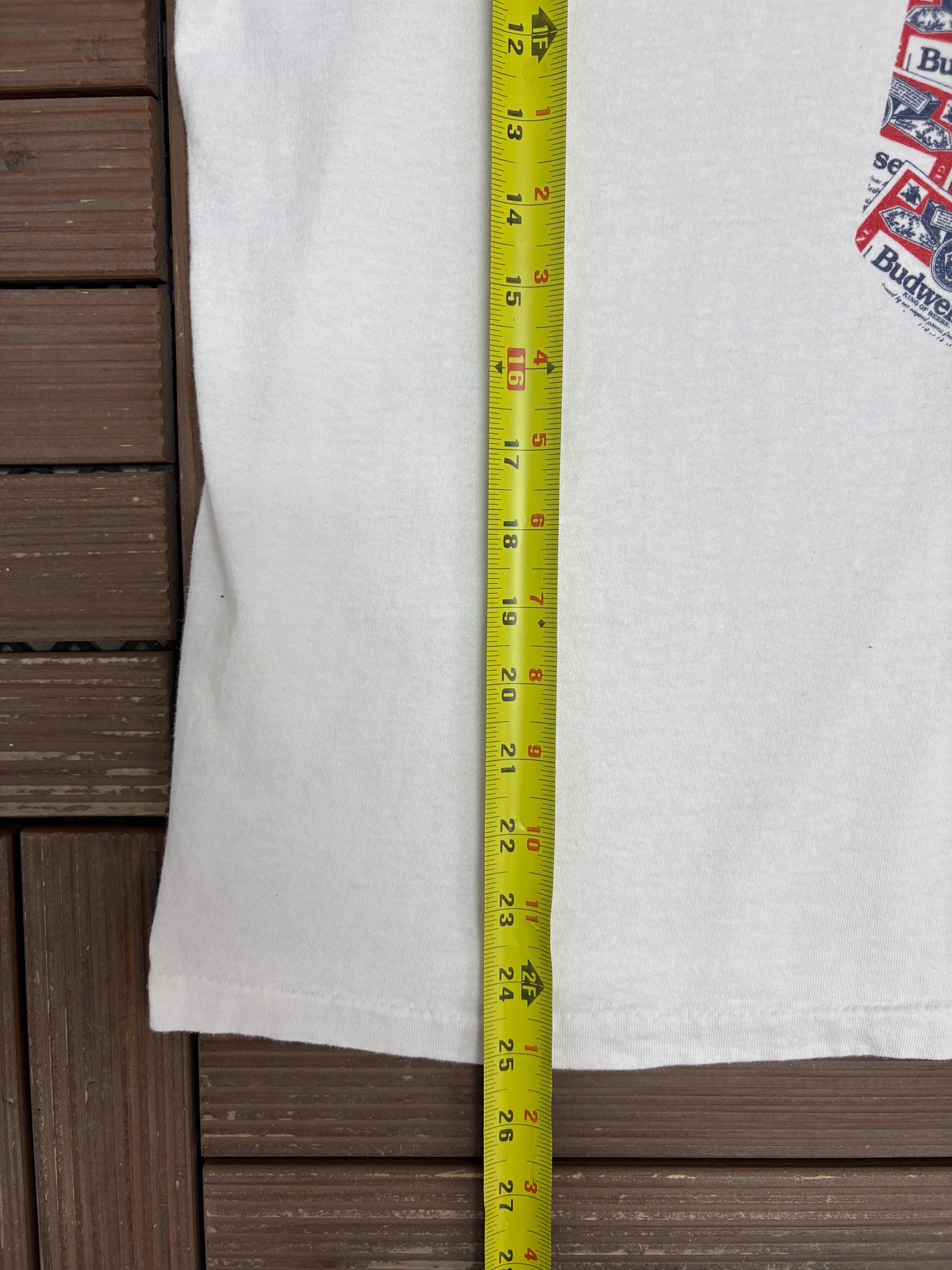 Budweiser King Of Beers Tie Graphic Tee | Size X-Large | Vintage 1990s Promotional White T-Shirt |
