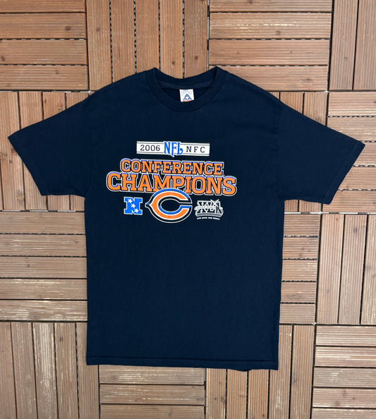 Chicago Bears 2006 Conference Champions Graphic Tee | Size Large | Vintage 2000s NFL Football Blue T-Shirt |