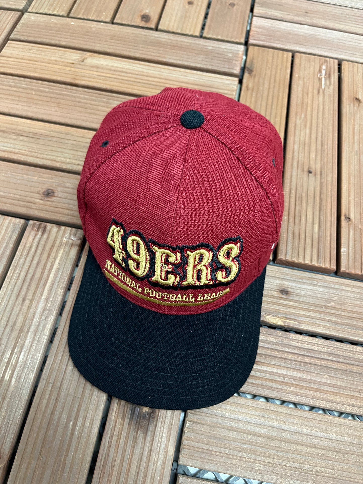 San Francisco 49ers Graphic Hat | Snap Back | Vintage 1990s NFL Football Red Cap |