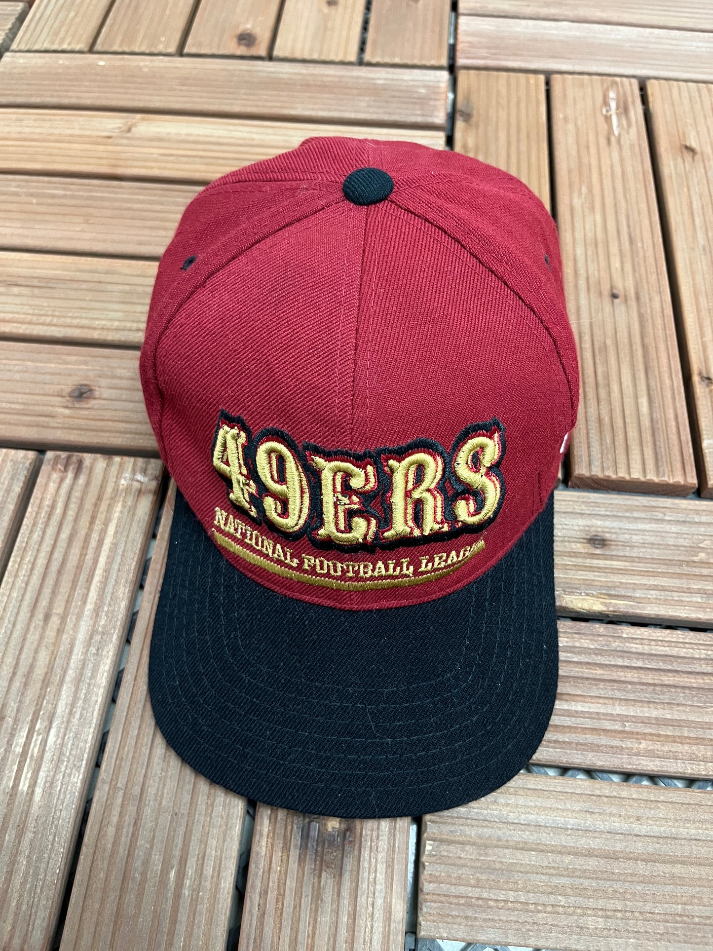 San Francisco 49ers Graphic Hat | Snap Back | Vintage 1990s NFL Football Red Cap |