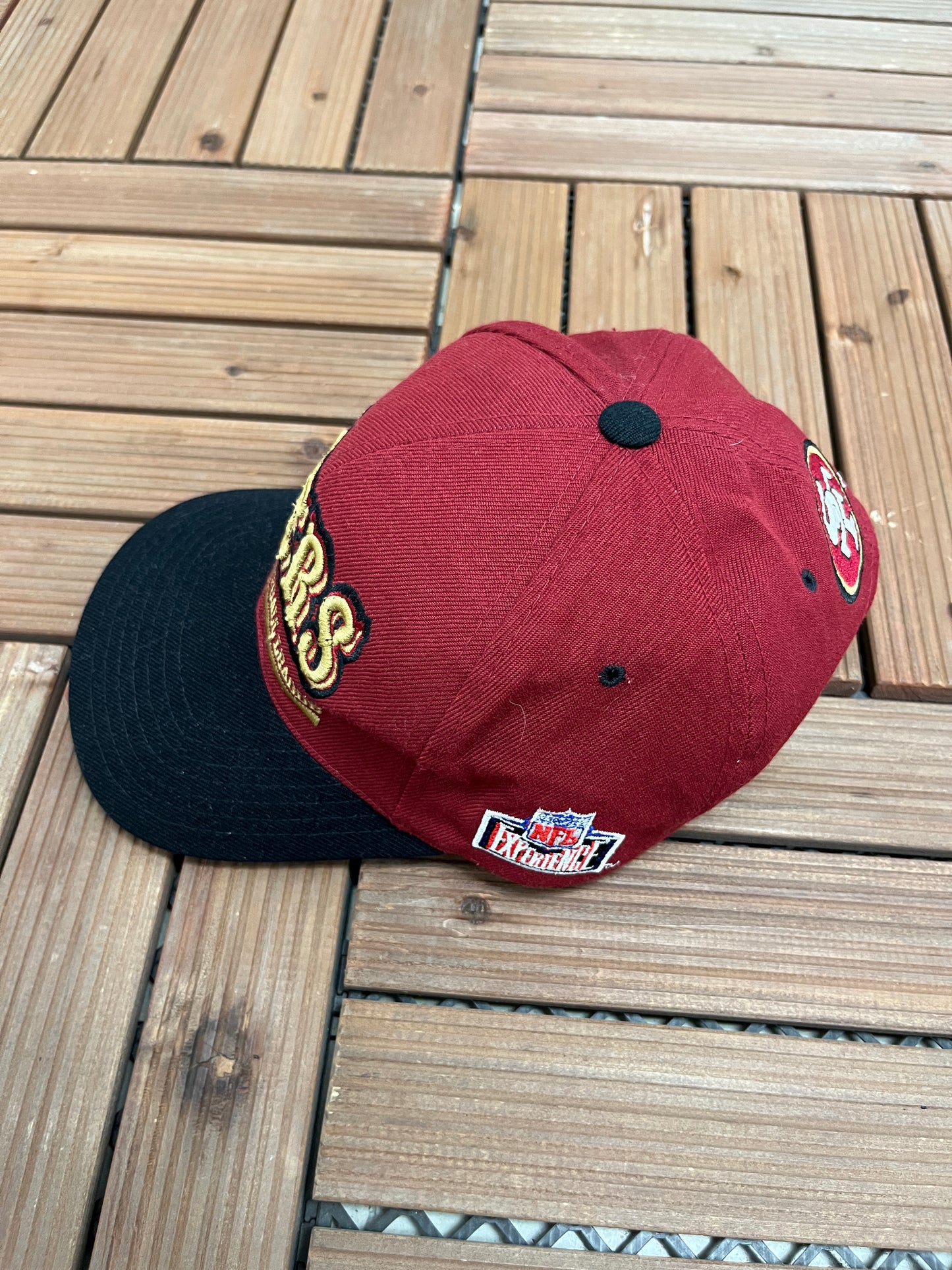 San Francisco 49ers Graphic Hat | Snap Back | Vintage 1990s NFL Football Red Cap |