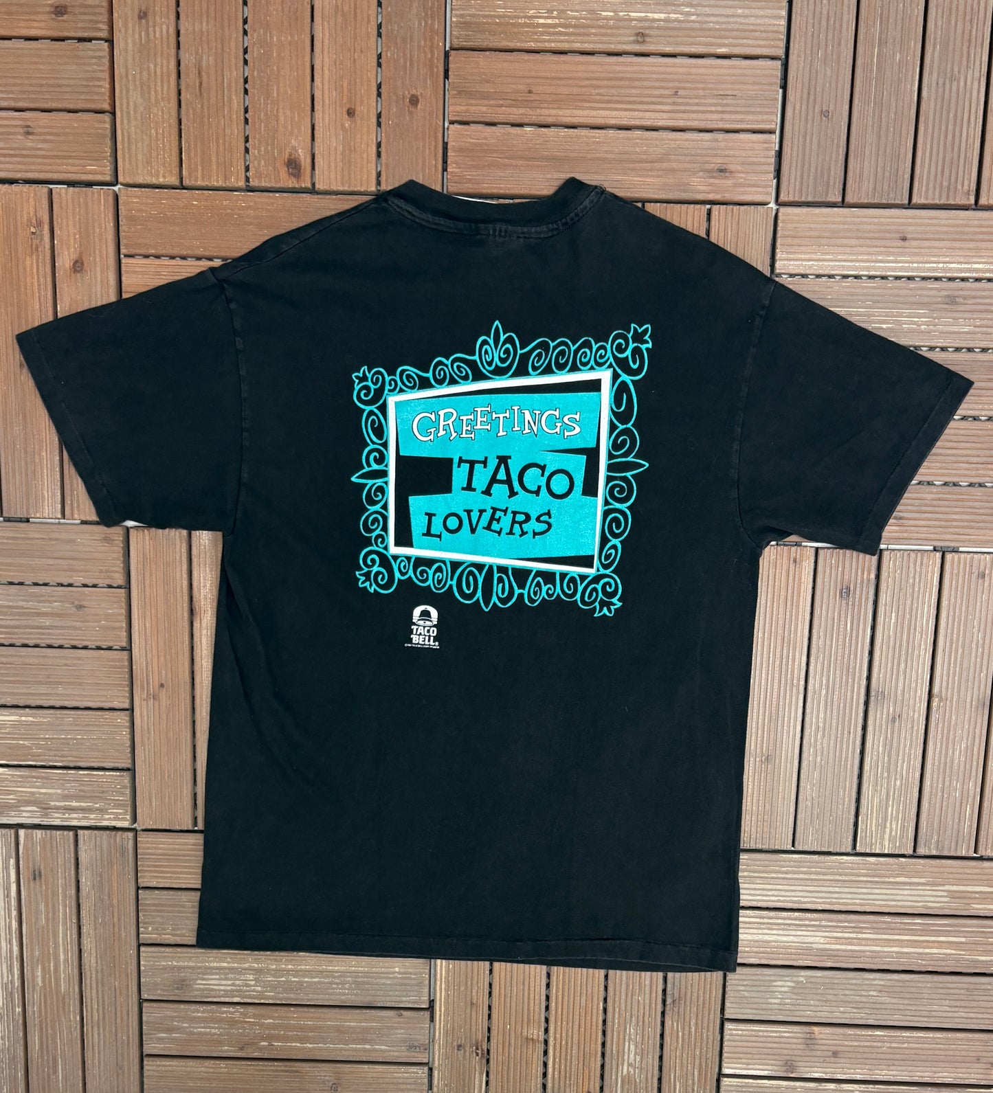 Rocky and Bullwinkle Taco Bell Graphic Tee | Size Large | Vintage 1990s Promotional Single Stitch Black T-Shirt |