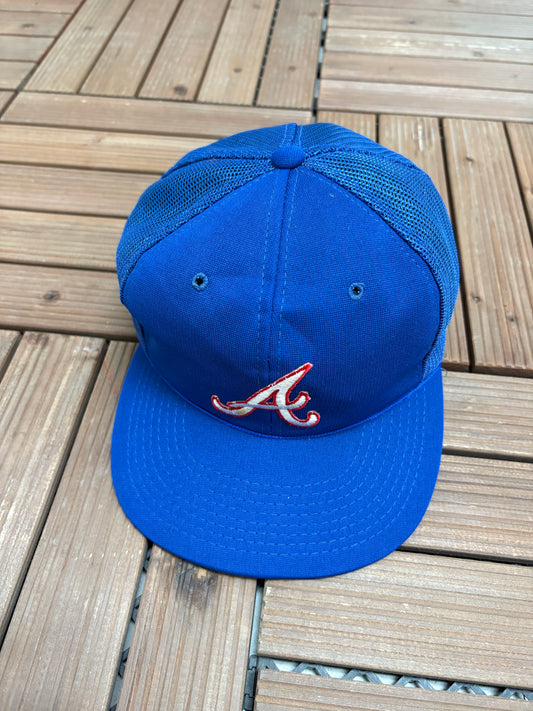 Atlanta Braves Embroidered Hat | Snap Back | Vintage 1990s MLB Baseball Blue Trucker Cap |