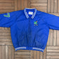 Discount Ducks Hockey Graphic Varsity Jacket | Size X-Large | Vintage 1990s Blue Varsity Bomber Coat |