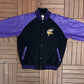 Minnesota Vikings Embroidered Graphic Jacket | Size Large | Vintage 2000s NFL Football Black Jacket |