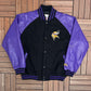 Minnesota Vikings Embroidered Graphic Jacket | Size Large | Vintage 2000s NFL Football Black Jacket |