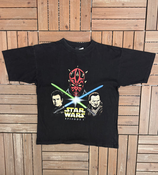 Star Wars Episode 1 Darth Maul Graphic Tee | Size Medium | Vintage 2000s Promotional Black T-Shirt |